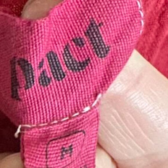 Pact Organic Cotton Coastal Double Gauze Tie Waist Crop Jumpsuit Red SZ Medium - Picture 4 of 6